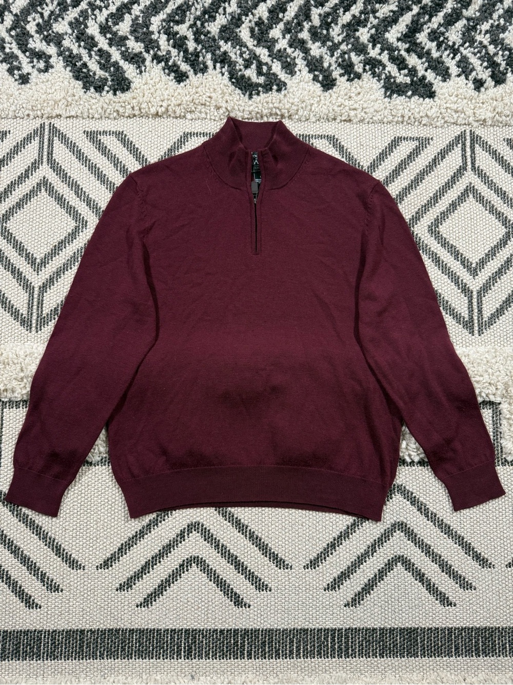 Men’s Jos A Bank Traveller Merino Wool Quarter Zip Sweater Size L